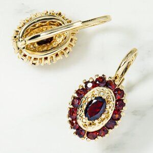 14k Yellow Gold Garnet Earrings